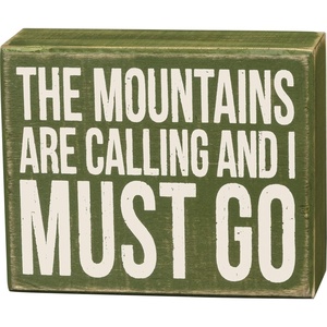 image:imagePrimitives by Kathy 21432 Rustic Olive Green Box Sign 5 x 4 Mountains are Calling