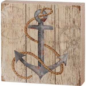 image:imagePrimitives by Kathy Slat Box Sign  Coastal Anchor
