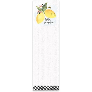 image:imagePrimitives by Kathy 112175 Hello Sunshine List Notepad with Watercolor Lemon Design  95 x 275  Holds to Fridge with Strong Magnet