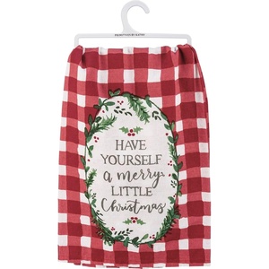 image:imagePrimitives by Kathy Decorative Kitchen Towel  Have A Merry Little Christmas Hand Illustrated with Festive Holly Design