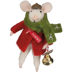 image:imagePrimitives by Kathy Sammy Mouse Collectible Felt Critter 45inch Knit Coat amp Scarf with Bell Accent Christmas Tiered Tray Shelf or tablescape Display Mix amp Match with Our Other Seasonal Decor