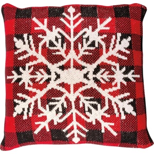 image:imagePrimitives by Kathy Snowflake Throw Pillow 18 x 18 red Black White Cream