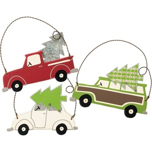 image:imagePrimitives by Kathy TinWood Christmas Ornaments Set of 3 Bringing The Tree 3 Piece