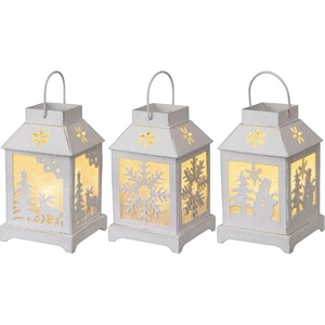 image:imagePrimitives by Kathy Lantern Set  Set of 3 Small Lanterns Featuring Snowflake Designs with top Handles for Easy Carrying Lights are Included