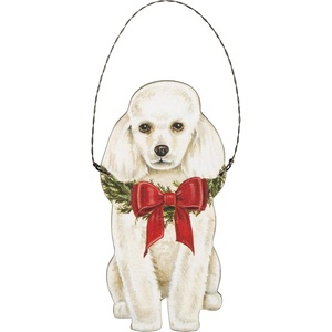 image:imagePrimitive by Kathy Christmas White Poodle Hanging Ornament
