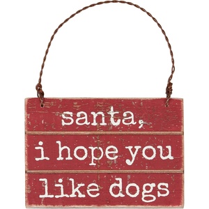 image:imagePrimitives By Kathy 112976 Santa I Hope You Like Dogs Ornament 225 Inch Multicolor
