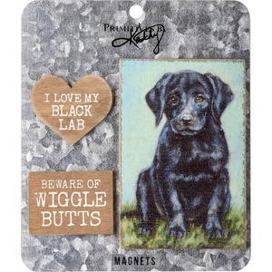 image:imagePrimitives by Kathy Beware of Wiggle Butts  I Love My Black Lab Home Dcor Magnet Set