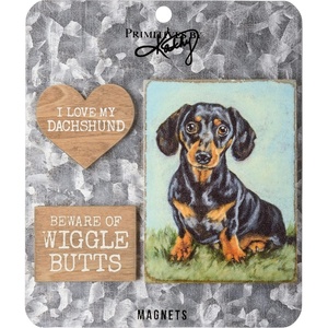 image:imagePrimitives by Kathy Beware of Wiggle Butts  I Love My Dachshund Home Dcor Magnet Set