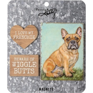 image:imagePrimitives by Kathy Beware of Wiggle Butts  I Love My Frenchie Home Dcor Magnet Set