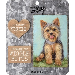 image:imagePrimitives by Kathy Beware of Wiggle Butts  I Love My Yorkie Home Dcor Magnet Set