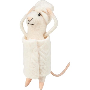 image:imagePrimitives by Kathy Collectible Critter Bathtime Mouse Wrapped in a Fabric Bath Towel Coordinates with Bathroom Decor Cute Everyday Home Accent or Gift