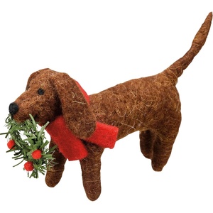 image:imagePrimitives by Kathy Collectible Felt Critter 4inch Holiday Wreath Dog with Red Scarf Christmas Tiered Tray Shelf or tablescape Display Mix amp Match with Our Other Festive pet Themed Decor