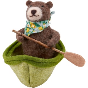 image:imagePrimitives by Kathy Collectible Felt Critter 55inch Rowboat Bear in Fabric Rowboat with Oars Nautical Lake House or Cabin Themed Tiered Tray Shelf or Tabletop Decor