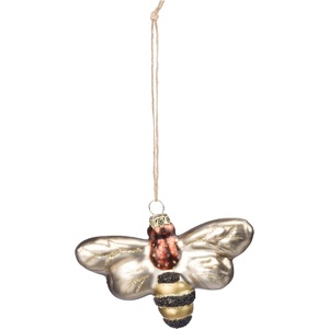 image:imagePrimitives by Kathy Decorative Bee Glass Ornament 425inch Width Glitter Accents bee Lovers Gifts Honeybee Theme Tree Decor or Window Display Coordinate with Other Garden Collection Decor