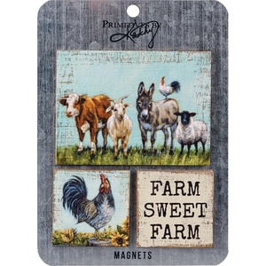 image:imagePrimitives by Kathy Decorative Magnet Set Farm Sweet Farm Sentiment Full Color Farm Animal Designs