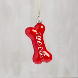 image:imagePrimitives by Kathy Glass Red Dog Bone Ornament Christmas Ornament Holiday Dcor Hanging Tree Decorations Festive Dog Themed GiftPet Lover