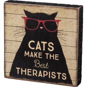 image:imagePrimitives by Kathy Home Dcor Wooden Block Sign  Cats Make The Best Therapists