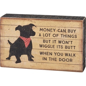 image:imagePrimitives by Kathy Home Dcor Wooden Block Sign  Money Wont Wiggle Its Butt When You Walk In The Door