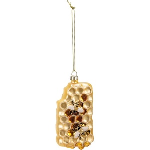 image:imagePrimitives by Kathy Honeycomb amp Bee Glass Ornament 425inch Height Glitter Accents bee Lovers Gifts Honeybee Tree Decor or Window Display Coordinate with Other Garden Collection Decor