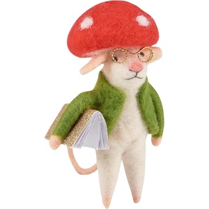 image:imagePrimitives by Kathy Mushroom Mouse Collectible Felt Critter 525inch Academic Mouse with Gold Glasses amp Book  Cottage Core Style  Office School amp Bookshelf Home Decor  Teacher or Writer Gift