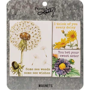 image:imagePrimitives by Kathy Some See Weeds Some See Wishes I Think of You Every Daisy You Bet Your Sweet Aster Decorative Magnet Set