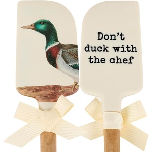 image:imagePrimitives by Kathy doublesided silicone novelty cooking spatulaFarmhouse Collectionvintage art of a duck on frontDont Duck With The Chef sentiment on backmatch with our other pun dcor