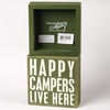 image:imagePrimitives by Kathy 21110 Rustic Olive Green Box Sign 5 x 5 Happy Campers
