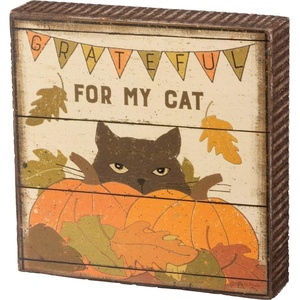 image:imagePrimitives by Kathy 103920 Block SignGrateful for Cat 45x45 inches Multicolor