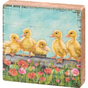 image:imagePrimitives by Kathy 112526 Ducklings Block Sign 350inch Square Wood