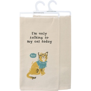 image:imagePrimitives by Kathy 113727 Kitchen Towel Im Only Talking to My Cat Today Cotton