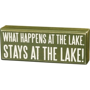 image:imagePrimitives by Kathy 21113 Distressed Green Box Sign 8 x 3Inches Stays at The Lake