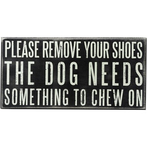 image:imagePrimitives by Kathy 21488 Classic Box Sign 12 x 6 Dog Needs Something to Chew On