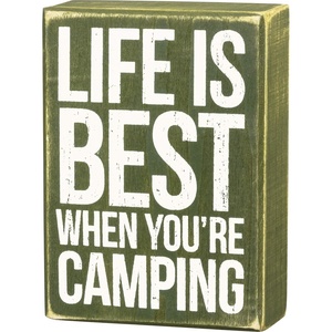 image:imagePrimitives by Kathy 27370 Olive Green Box Sign Life is Best When Youre Camping