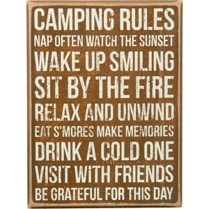 image:imagePrimitives by Kathy 27371 Rustic Brown Box Sign 6 x 8 Camping Rules