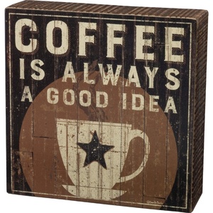 image:imagePrimitives by Kathy 32970 Rustic Box Sign 6 x 6Inches Coffee Is a Good Idea