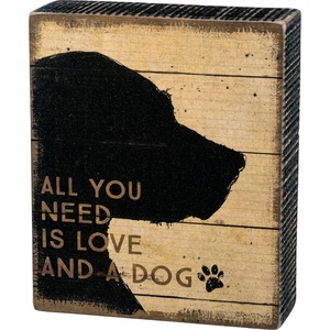image:imagePrimitives by Kathy 33716 RusticInspired Distressed Box Sign 5 x 6Inches Love and a Dog
