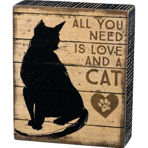 image:imagePrimitives by Kathy 33889 Classic Box Sign All You Need is Love and a Cat All You Need is Love and A Cat