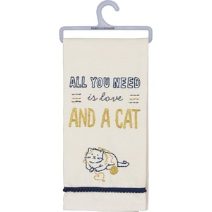 image:imagePrimitives by Kathy 39065 Embroidered Dish Towel 18 x 26Inches Love and A Cat