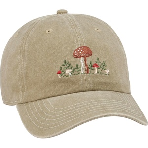 image:imagePrimitives by Kathy Baseball Cap Snail amp Mushroom Stonewashed Khaki Adjustable fit Metal Buckle
