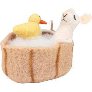 image:imagePrimitives by Kathy Bathtub Mouse Collectible Felt Critter 35inch Relaxing in Bathtub with Ducky Coordinate with Our Other Bathroom Inspired Critters Cute Everyday Home Accent or Gift