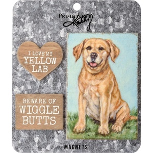 image:imagePrimitives by Kathy Beware of Wiggle Butts  I Love My Yellow Lab Home Dcor Magnet Set
