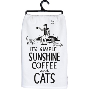 image:imagePrimitives by Kathy Decorative Kitchen Towel  Sunshine Coffee amp Cats