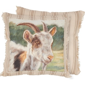 image:imagePrimitives by Kathy Decorative PillowBrown and White Goat Decorative Throw Pillow Multicolor