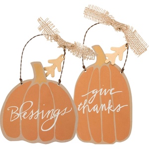 image:imagePrimitives by Kathy Fall Pumpkin Ornaments Set of 2 BlessingsGive Thanks