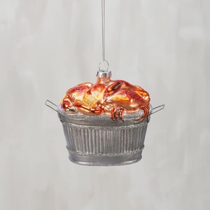 image:imagePrimitives by Kathy Glass Crab Ornament 450inch Length Handpainted with Glitter Accents  Vintage Old World Style for Christmas and Coastal Beach Holiday Tree or Window Display