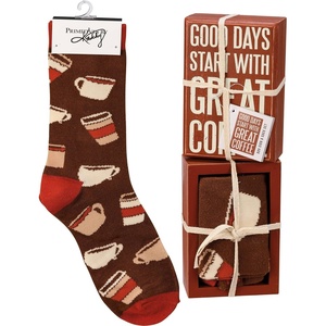 image:imagePrimitives by Kathy Good Days Start With Great Coffee Box Sign amp Sock Gift Set
