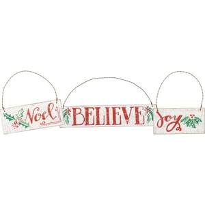 image:imagePrimitives by Kathy Hand Lettered Christmas Joy Noel Believe Ornaments Set of 3
