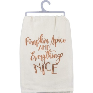 image:imagePrimitives by Kathy Hand Lettered FallInspired Metallic Dish Towel 28 x 28Inch Thank You for The Food Before UsPumpkin Spice and Everything Nice