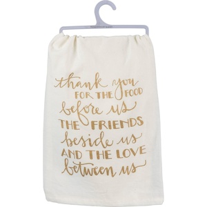 image:imagePrimitives by Kathy Hand Lettered FallInspired Metallic Dish Towel 28 x 28Inch Thank You for The Food Before UsThank You for the Food Before Us