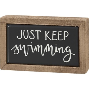 image:imagePrimitives by Kathy Home Dcor Inset Box Sign  Keep Swimming Hand Illustrated Design